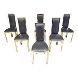 Vintage French brass dining chairs, set of 6 - 1970s
