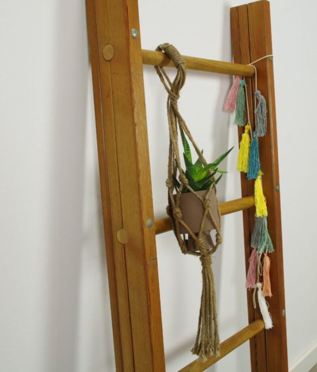 Vintage wooden decorative ladder