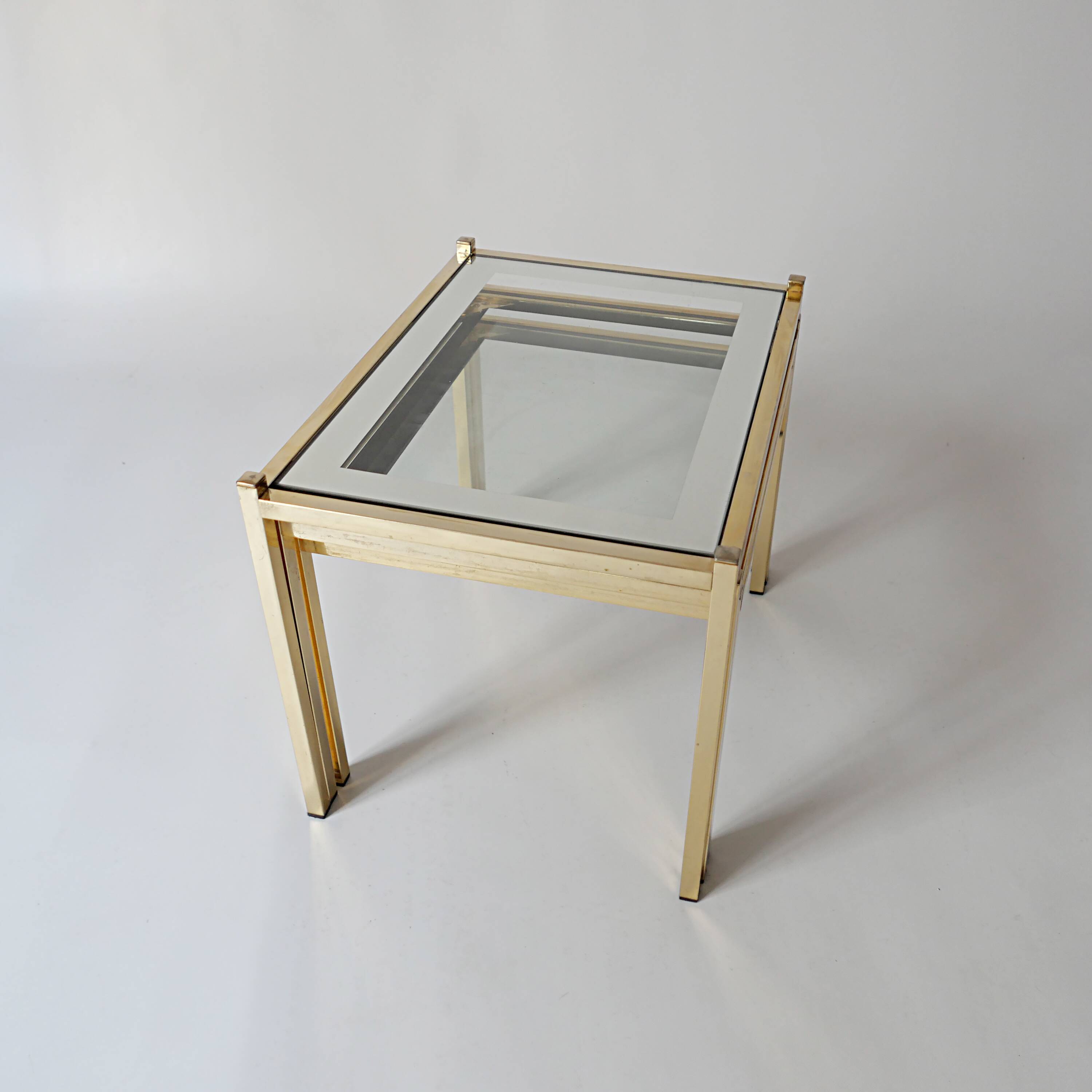 nesting tables in gold metal and mirror vintage 1970s design