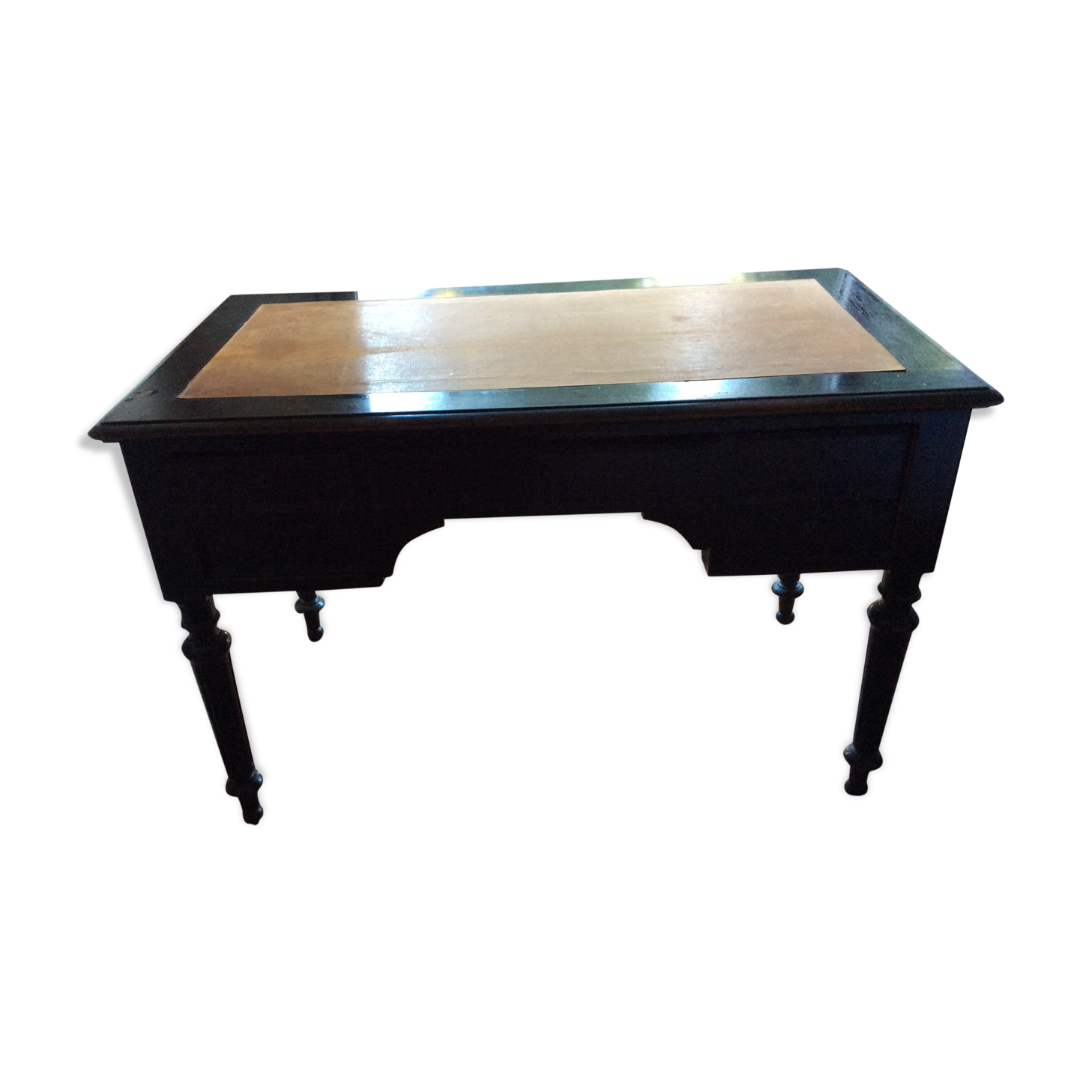 Large flat desk Louis Philippe in blackened wood