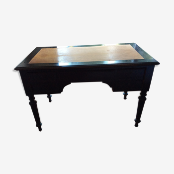 Large flat desk Louis Philippe in blackened wood