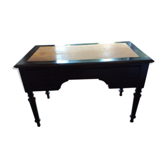 Bureau plat Louis Philippe en bois noirci