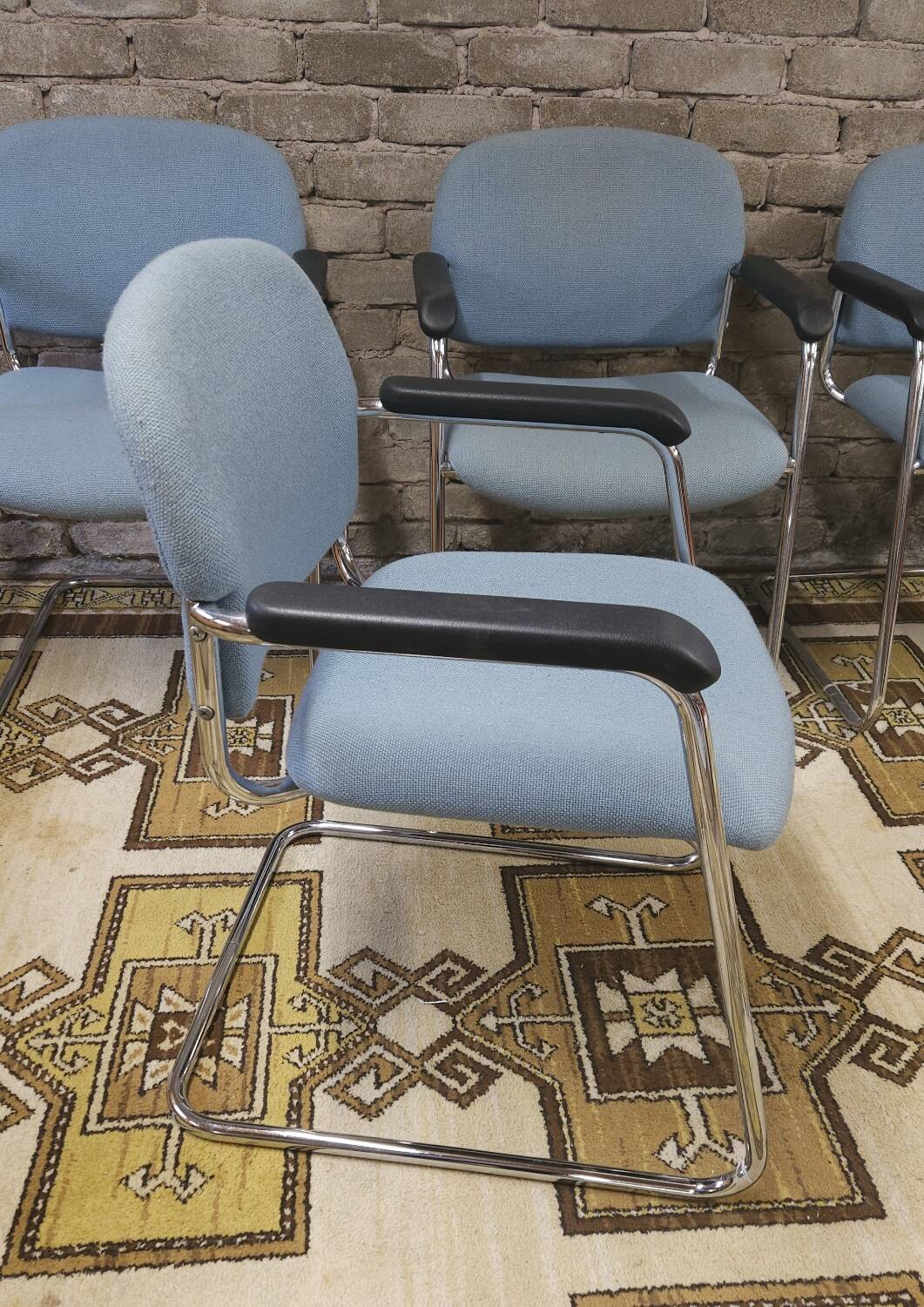 Set of 4 drabert armchairs with chrome legs, 1980