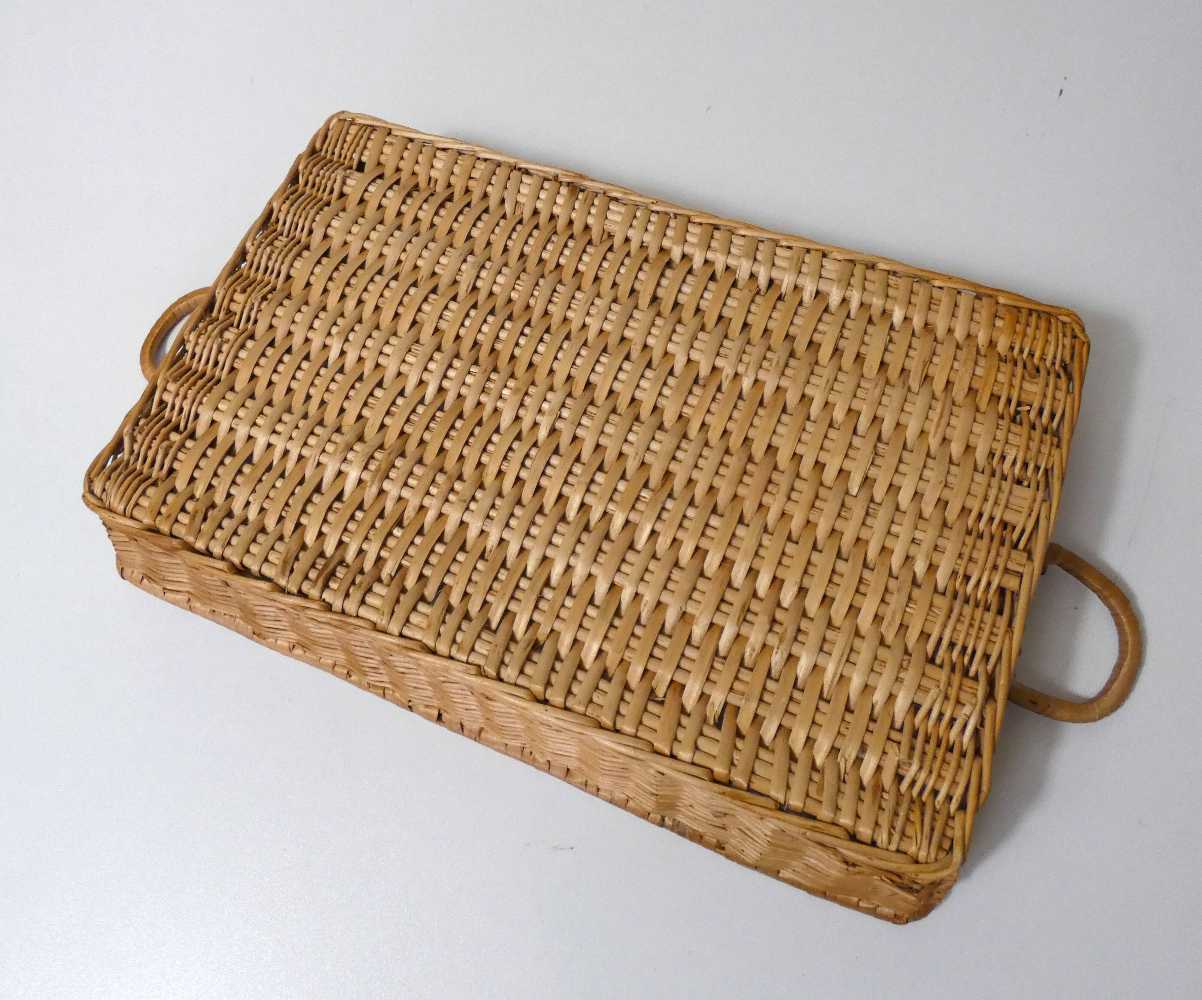 vintage rattan tray