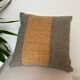 Bi-sided cushion gray wool yoke orange fabric