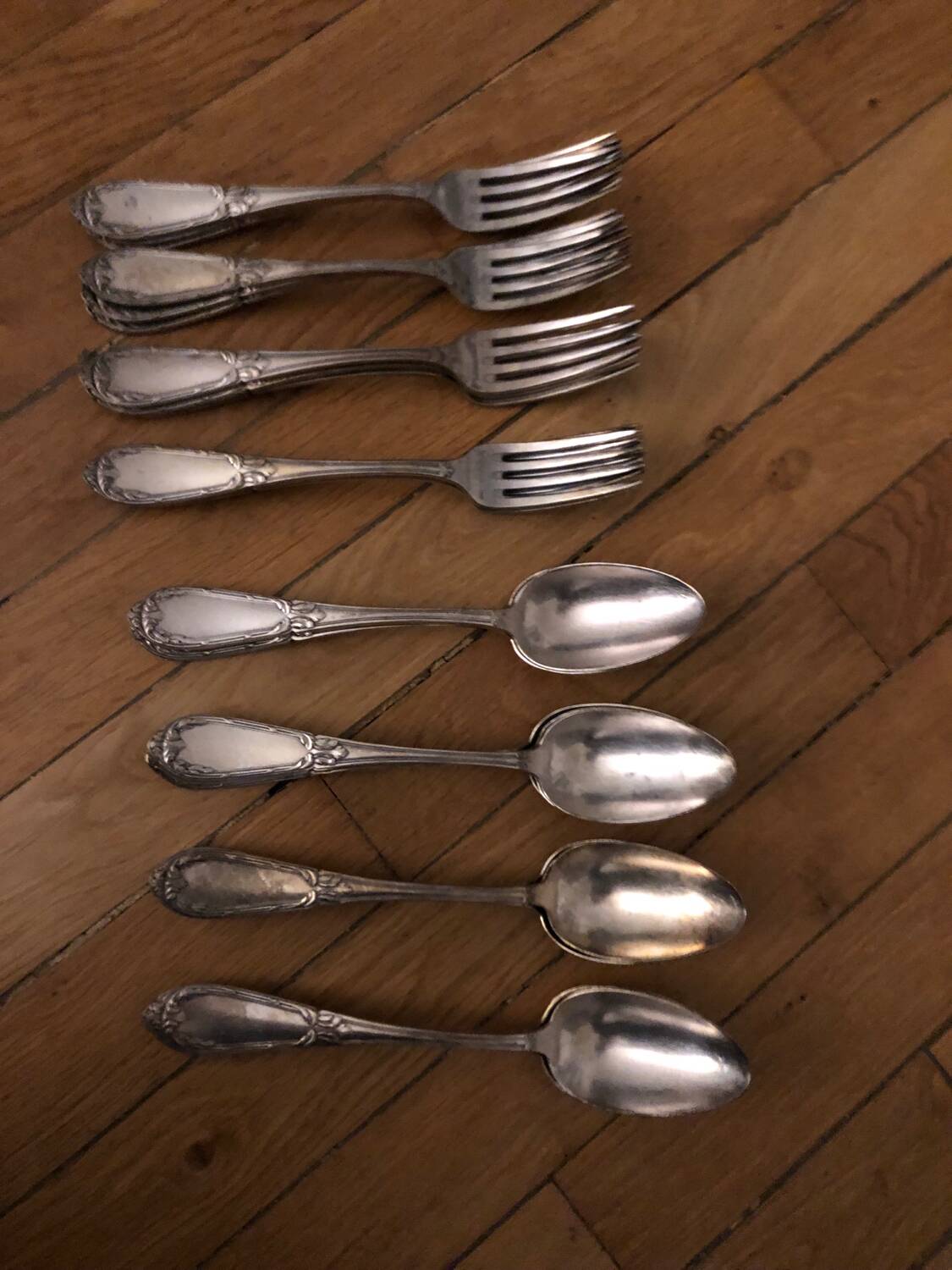 24 antique silver-plated cutlery sets