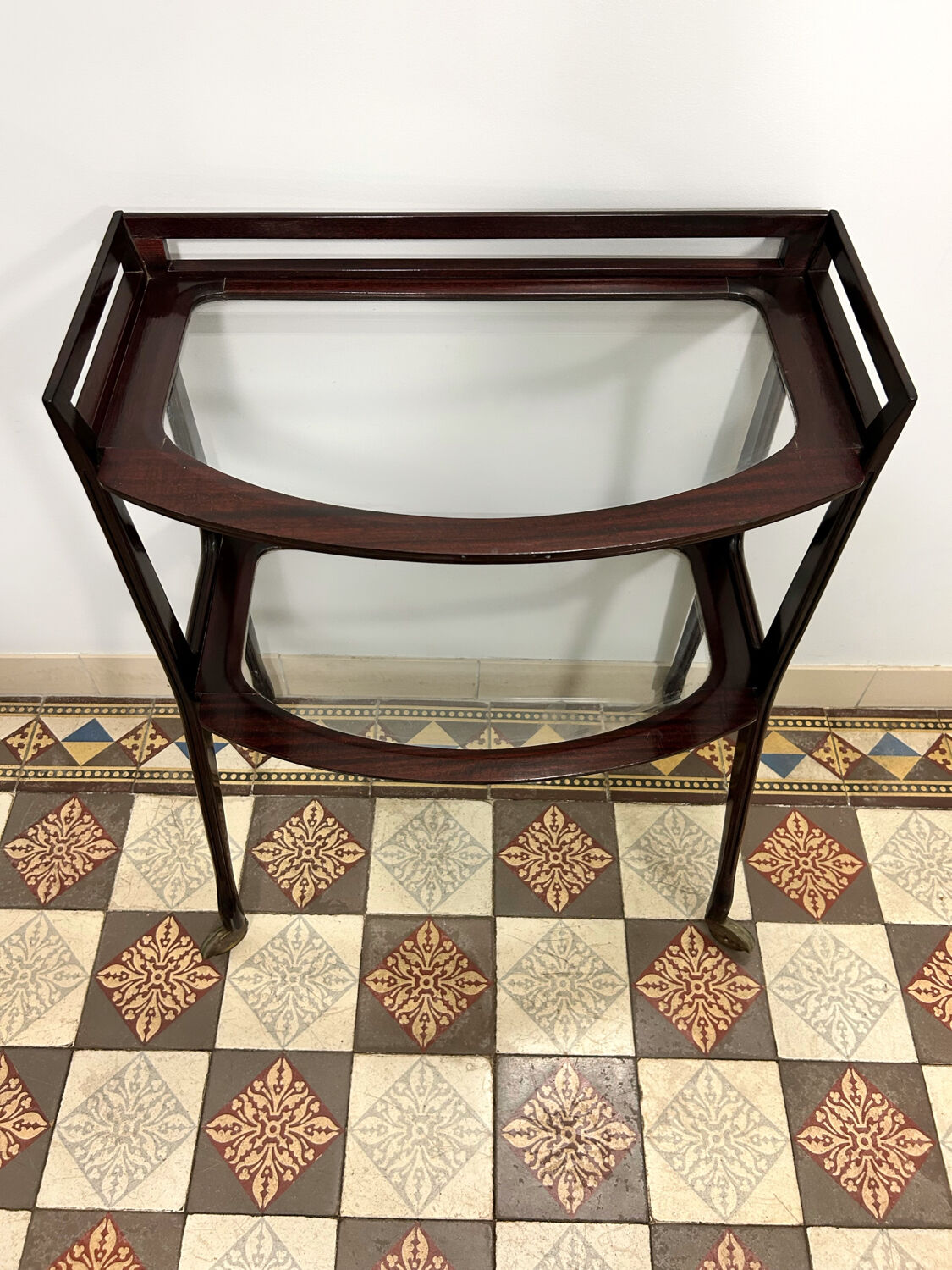 Mahogany and glass server from the 1950s