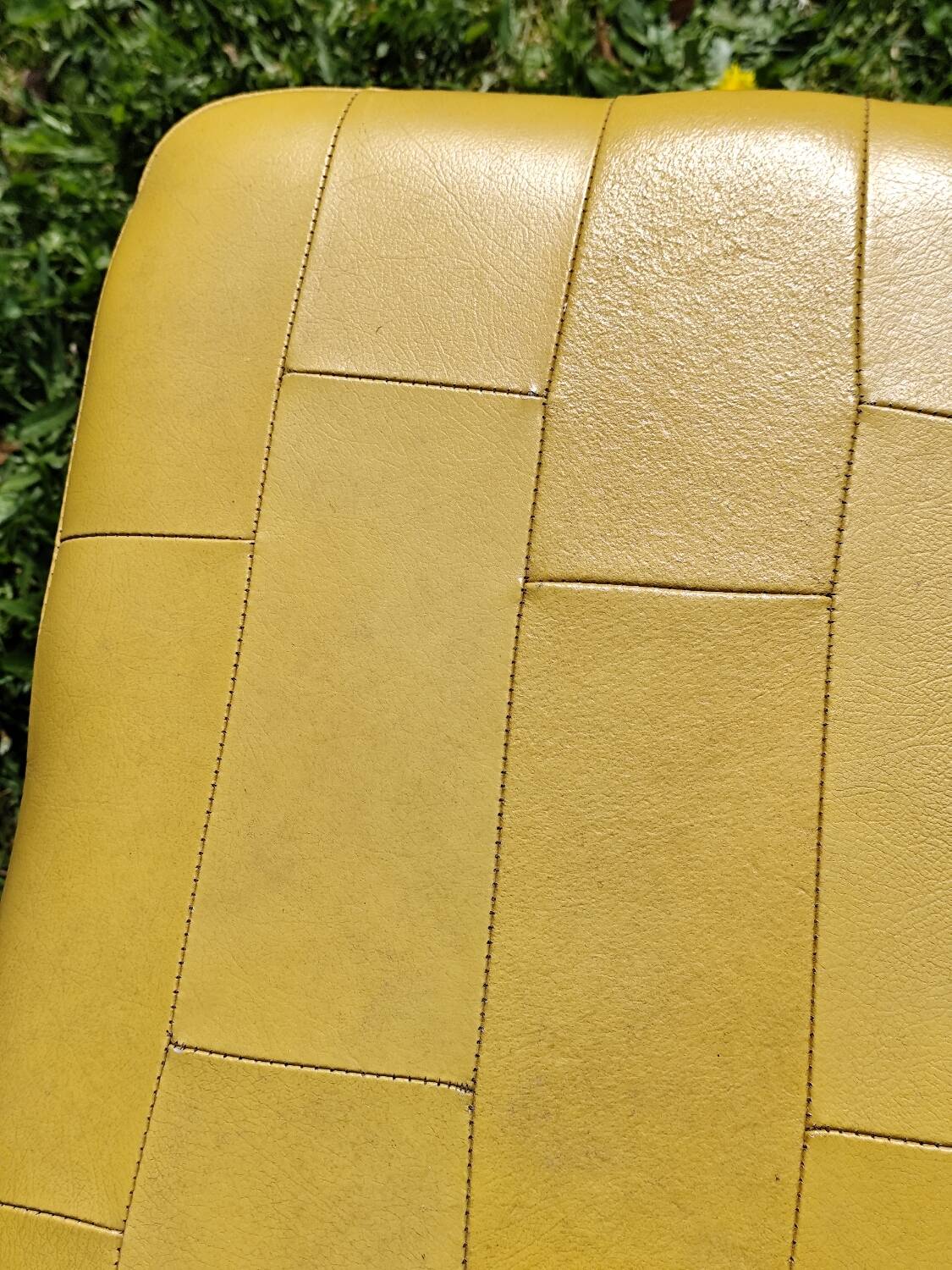 Pouf, cubic synthetic leather stool