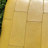 Pouf, cubic synthetic leather stool