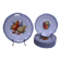 Set of 7 dessert plates and a cake stand with fruit patterns.