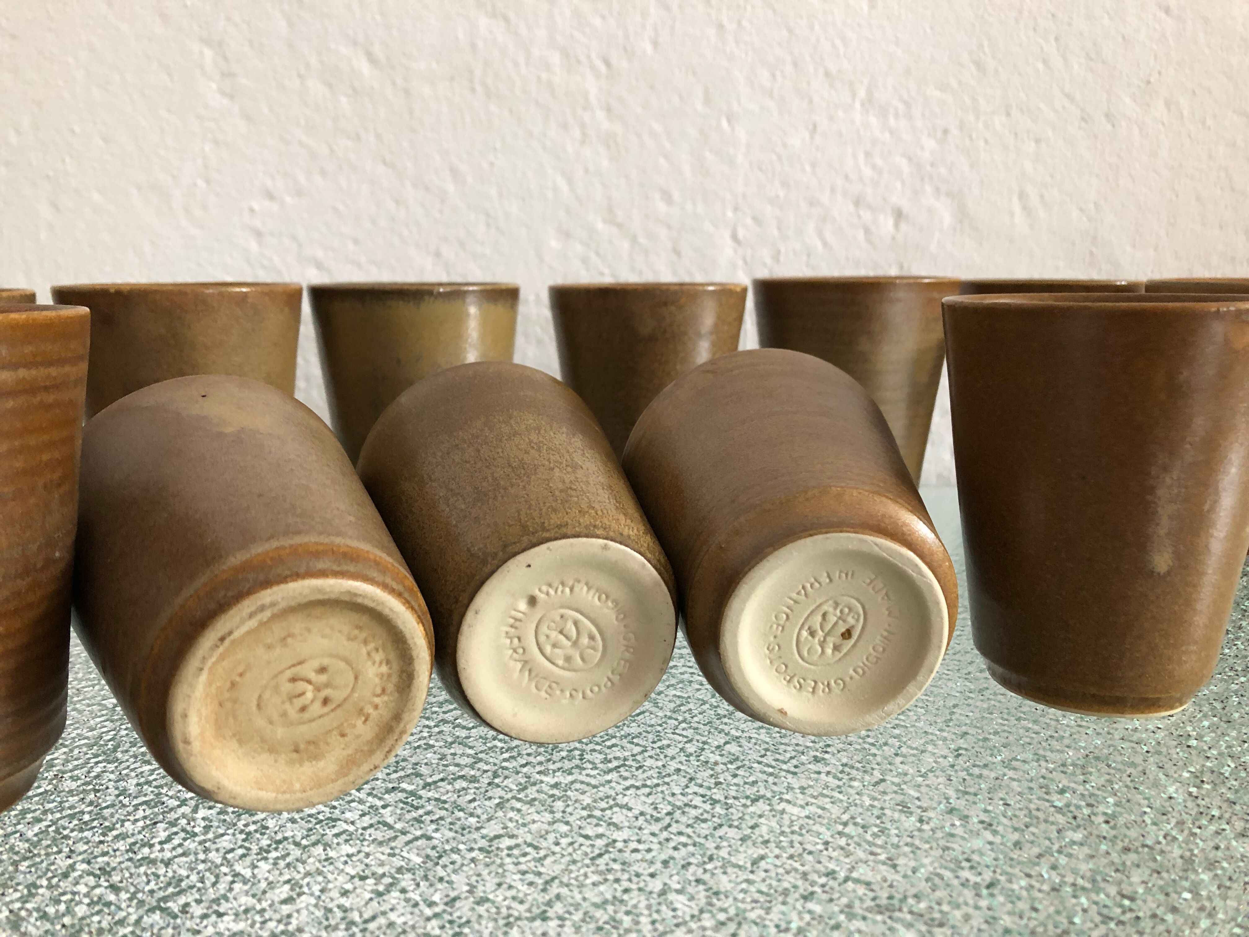 14 vintage sandstone Digoin cups