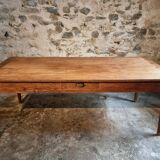 Old French farmhouse table – Rustic workshop table with 3 drawers
