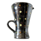 Black iridescent ceramic vase pitcher 1950