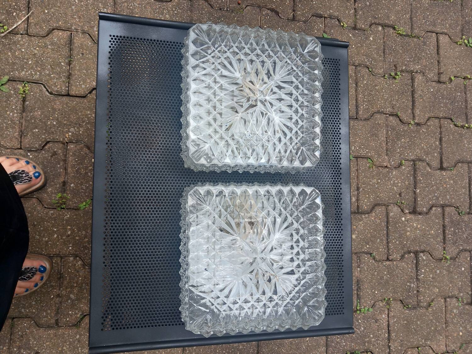 Paire de plafonnier en verre