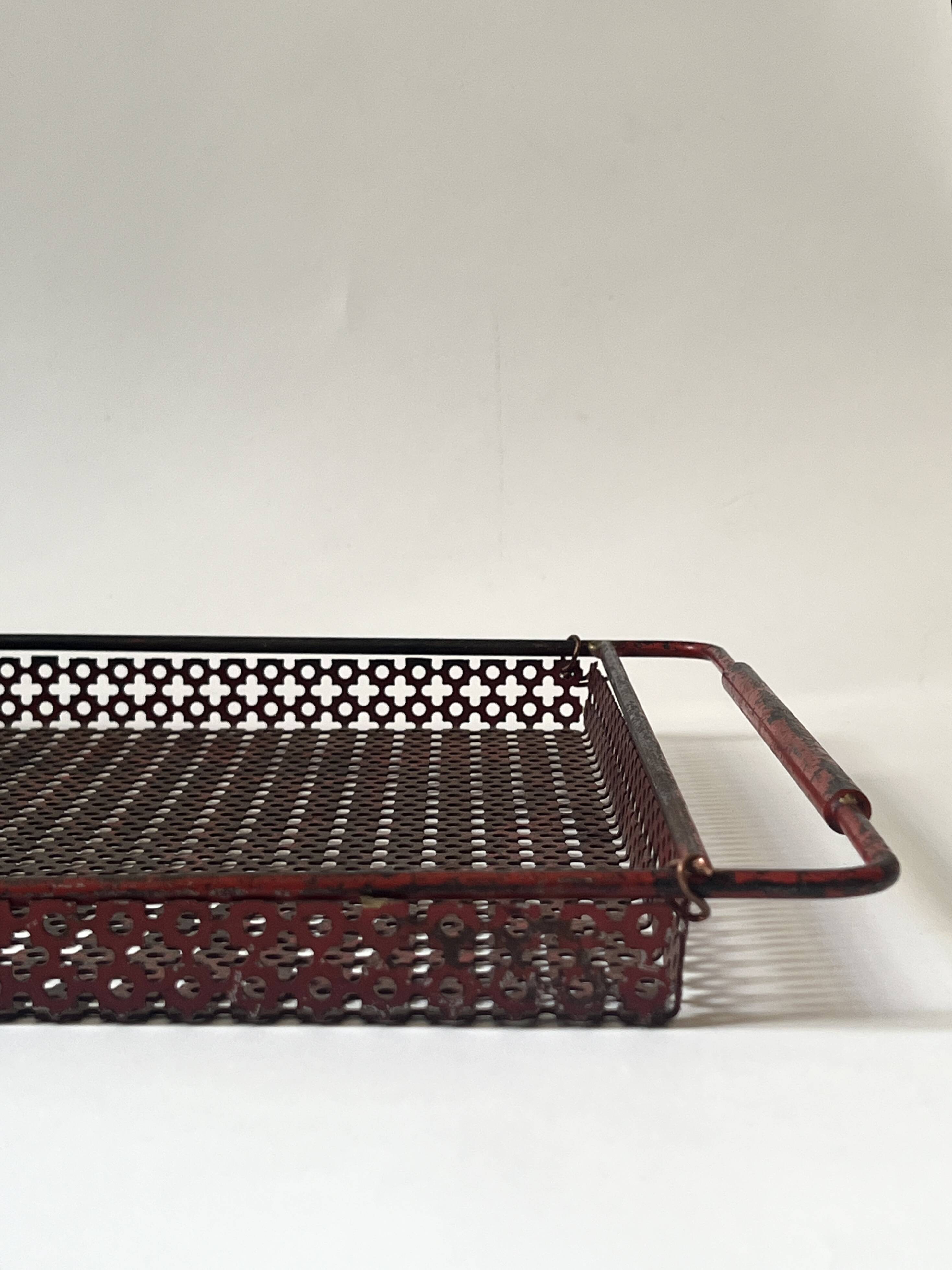 Perforated metal serving tray attributed to Mathieu Matégot, 1950s