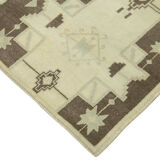 1960s handmade oriental beige rug 127 cm x 227 cm