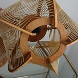 Scandinavian chandelier in thread and wood