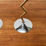 Italian postmodern metal candle holders, 1980s, set of 2