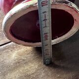 Ringed ceramic vase from Louviers, red and gold, 1950s