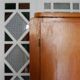 Cabinet vintage wood and rattan braces