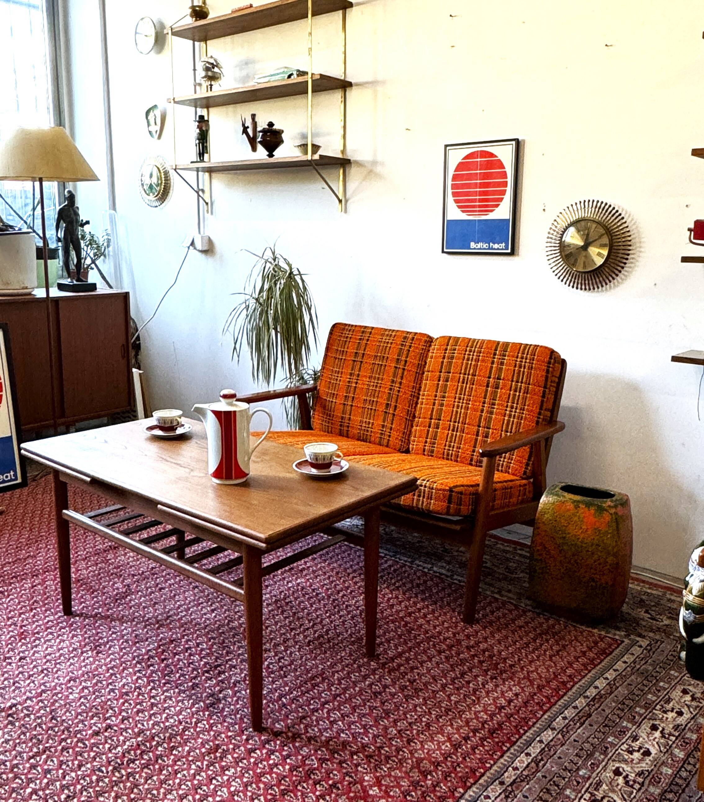 Teak and wool sofa, Denmark 60s/70s, vintage, mid-c modern