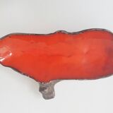 Red ceramic fruit bowl & vintage wood imitation from the 1960s