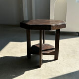 Pedestal table or small octagonal side table quadripod base with modernist spacer