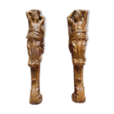 PAIR OF PAINTED PLASTER CONSOLES IN THE LOUIS XVI STYLE