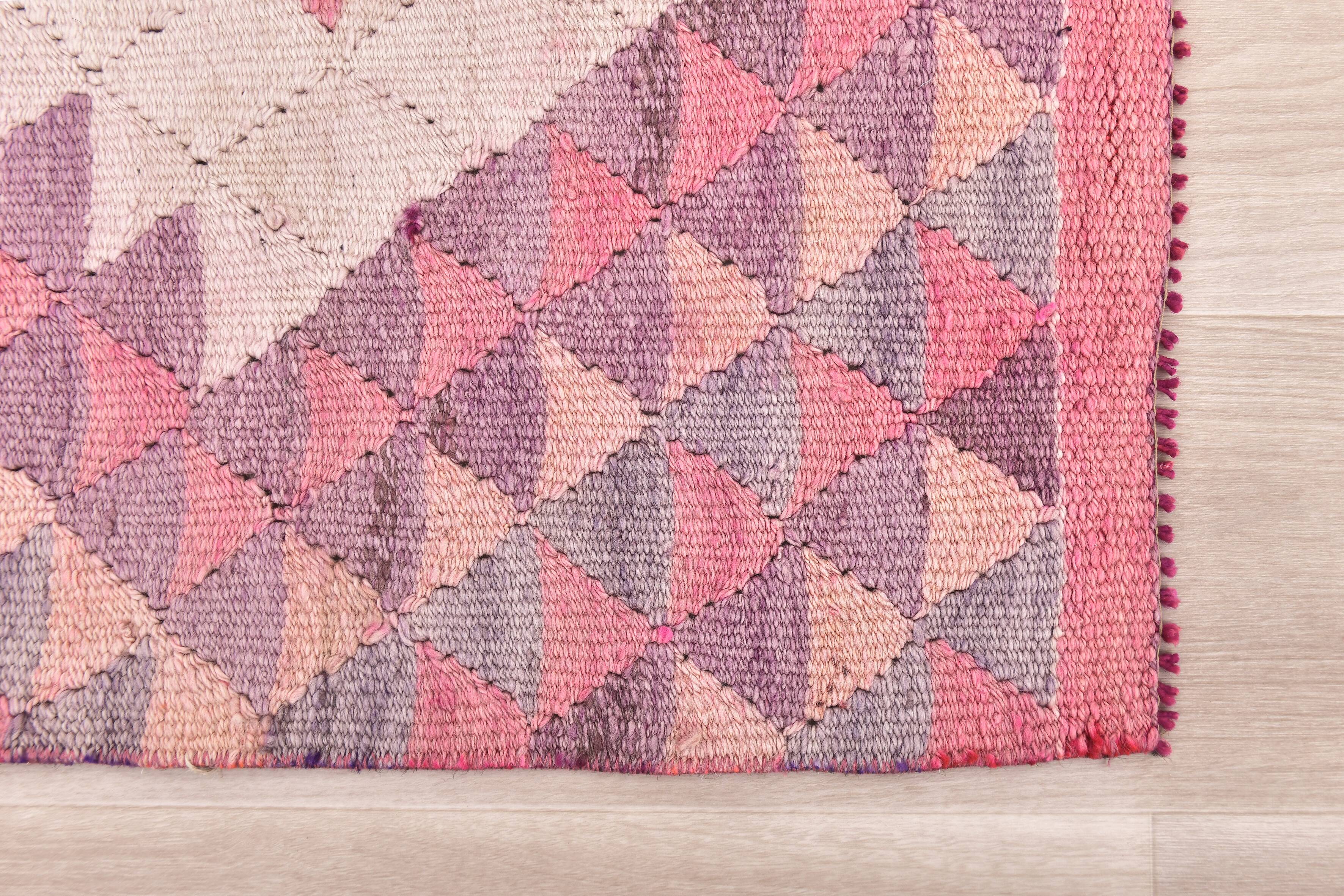 3x12 Pink & Beige Kilim Runner Rug 84x347Cm SK 34619