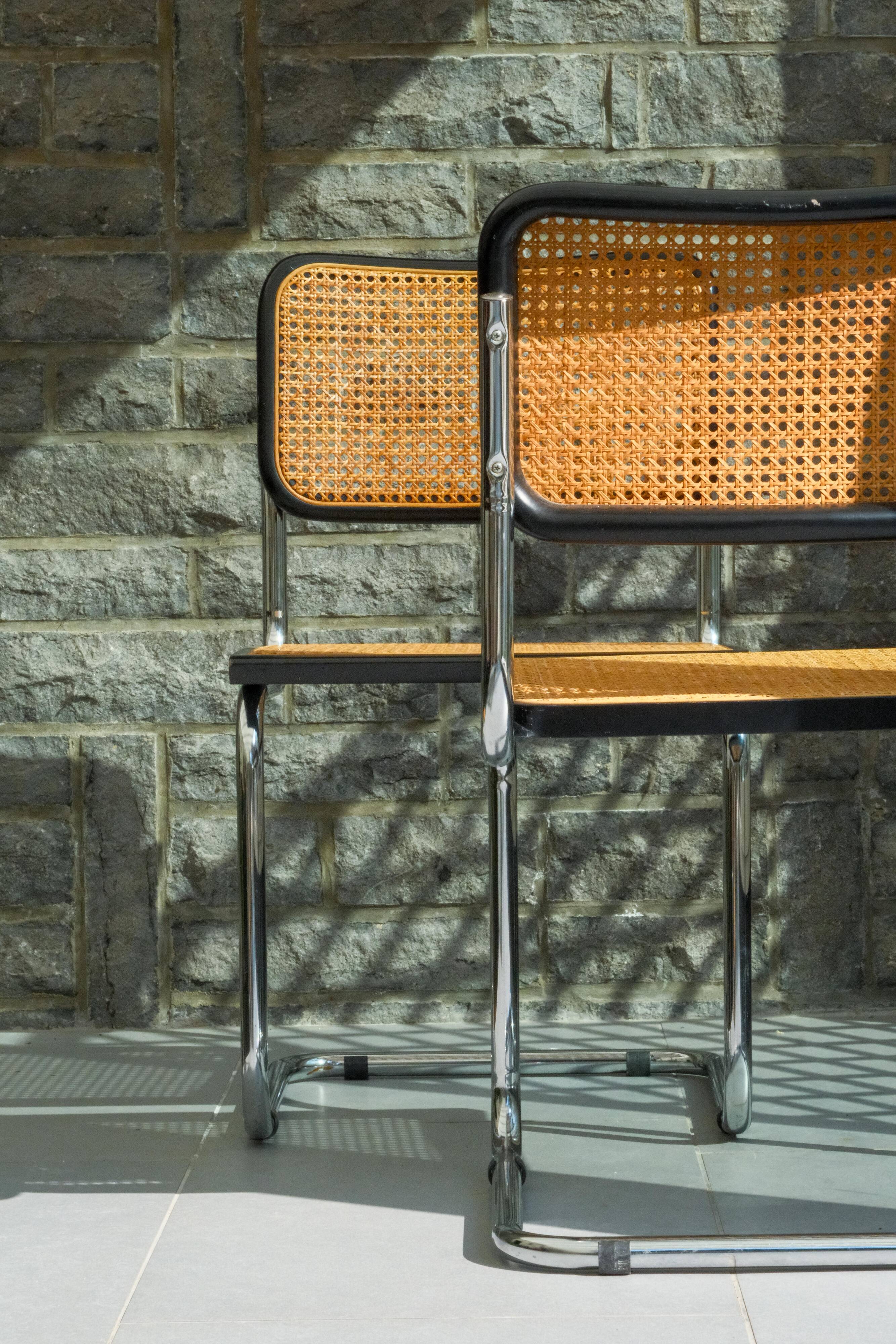 Pair of black Cesca chairs B32 Marcel Breuer