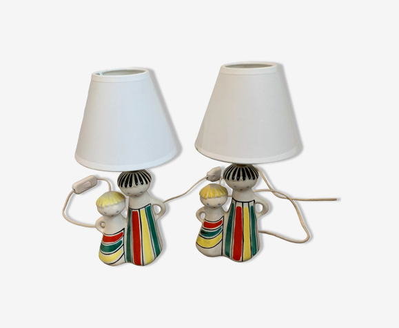 Lot de 2 lampes céramiques années 50