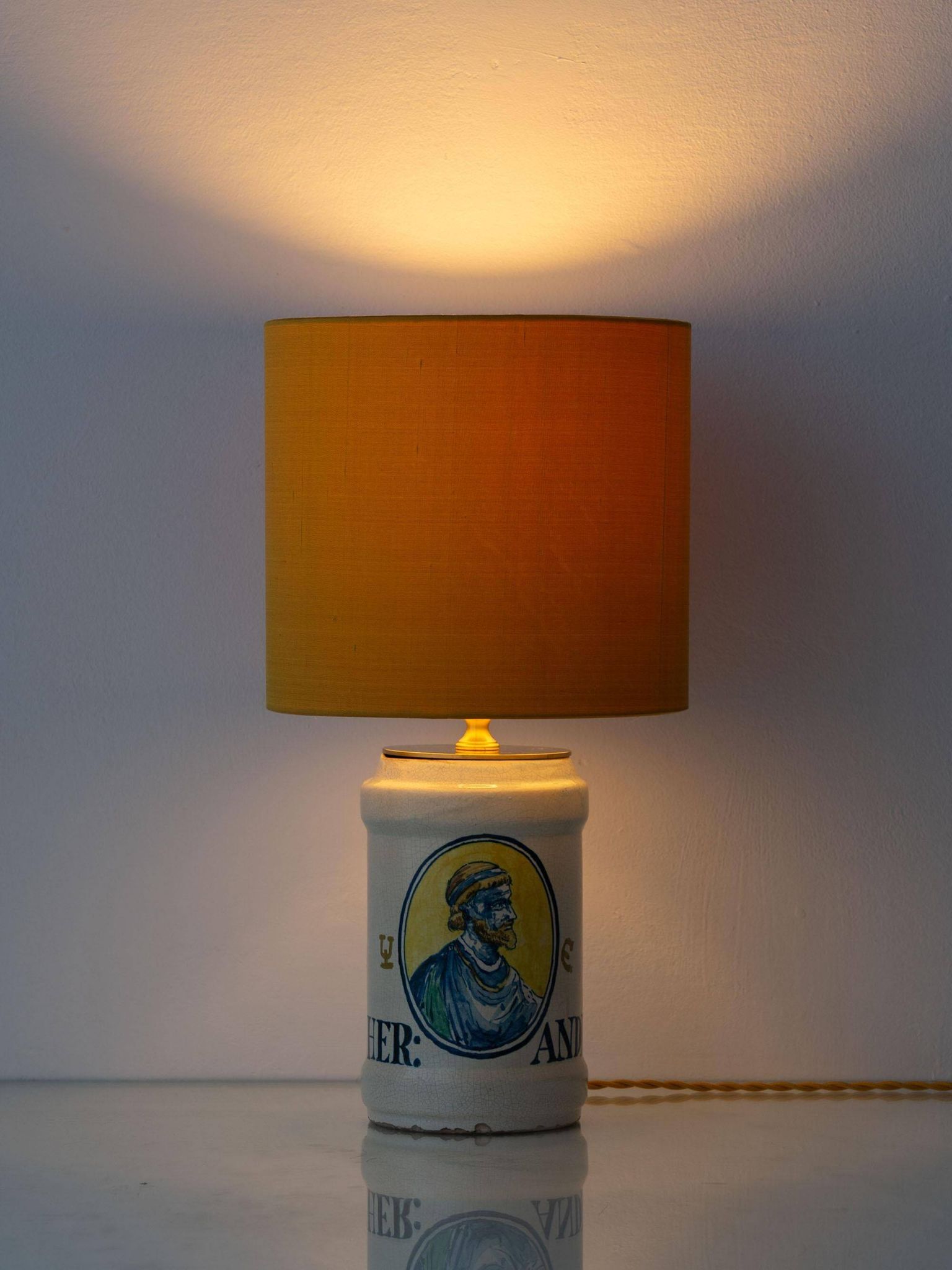 Italian Apothecary Ceramic Table Lamp Pharmacy Albarello, circa 1870-1885