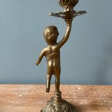 Old candlestick candlestick cherub in bronze