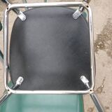 3 chaises chromé et cuir vert