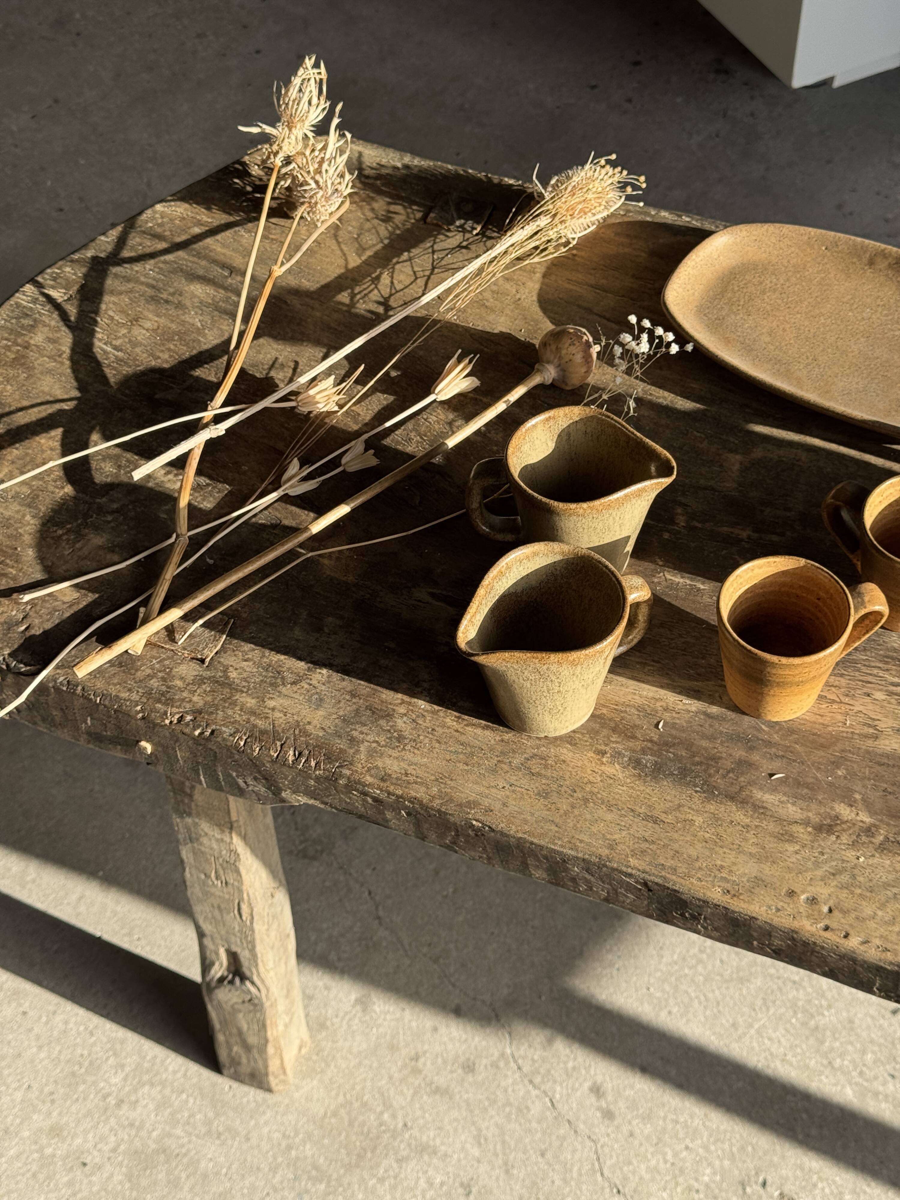 Set of 3 small jugs or milk pots in stoneware H8 D8.5
