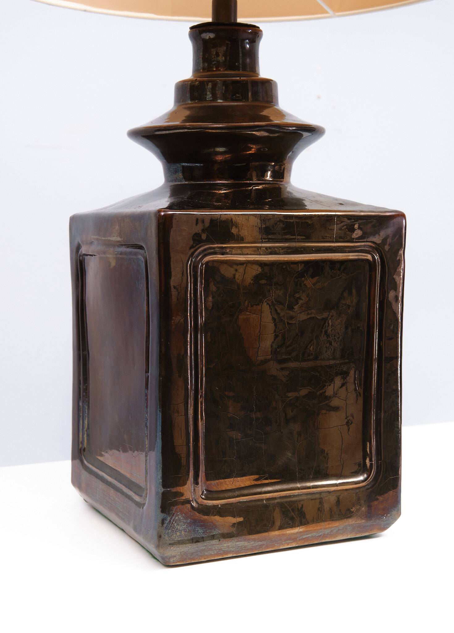 Superb square Ceramic Table lamp 1970s France