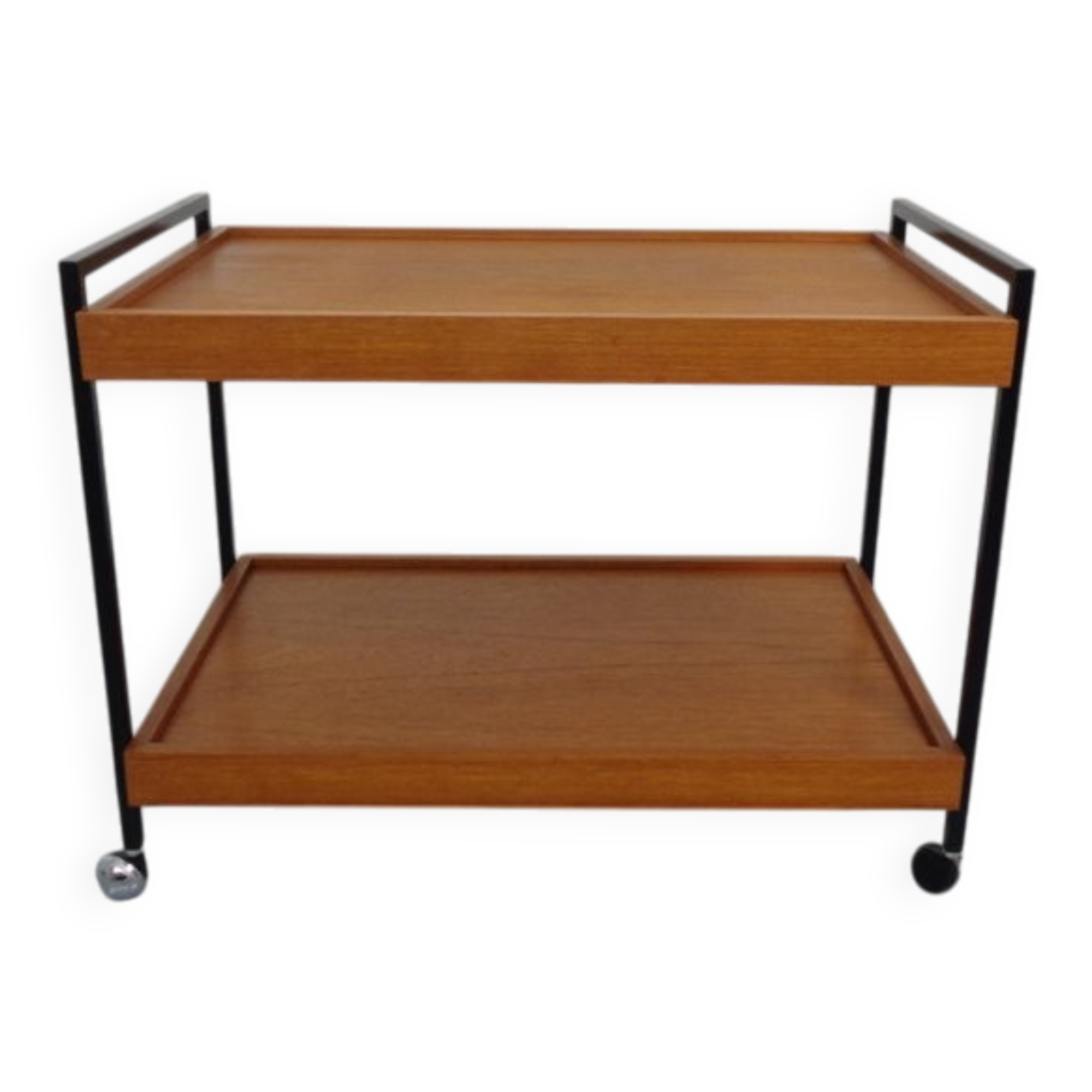 Minimalist Rollable Teak Serving Cart, 1960s