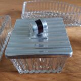 Appetizer tray with cups and Art Deco mirror tray