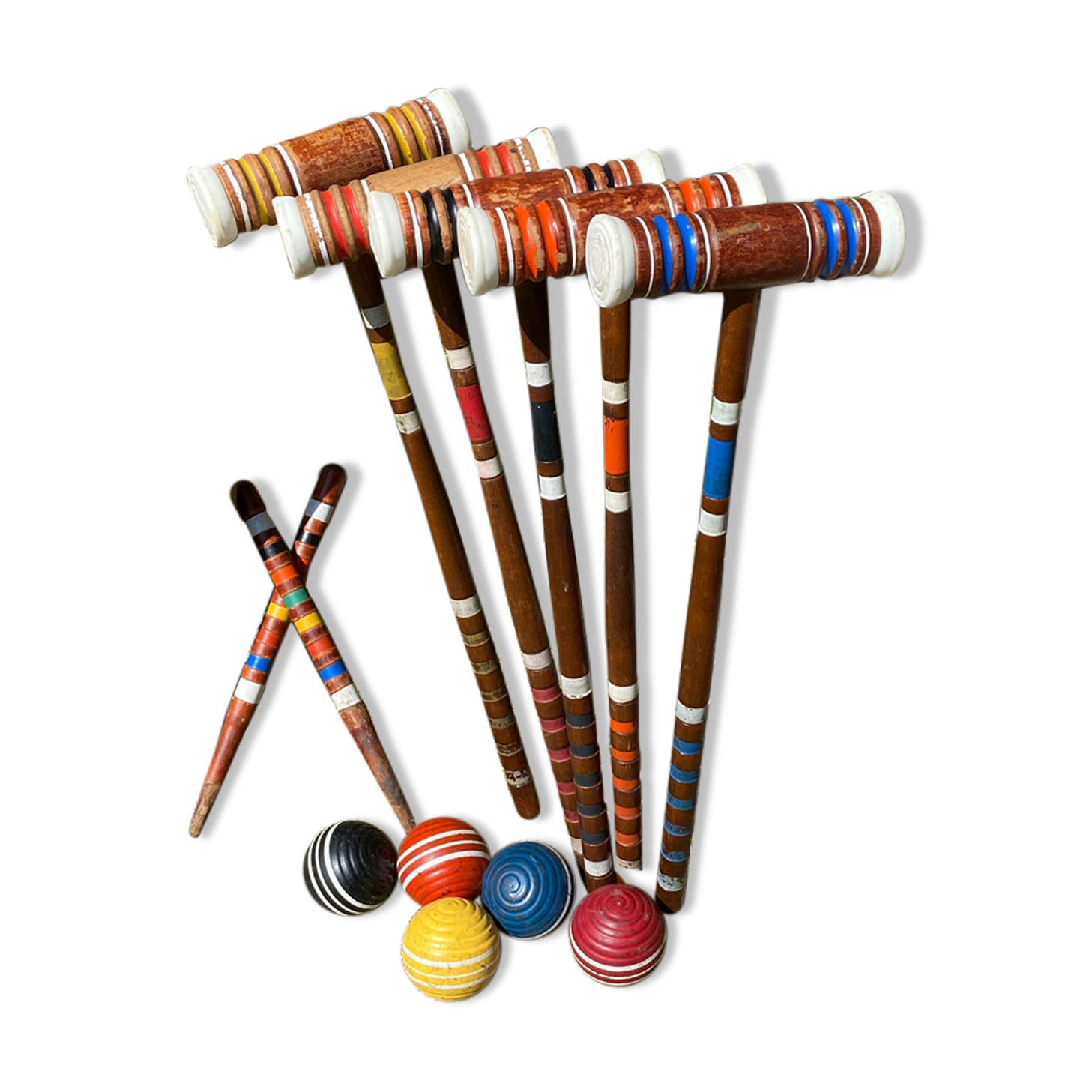 Old wooden croquet game