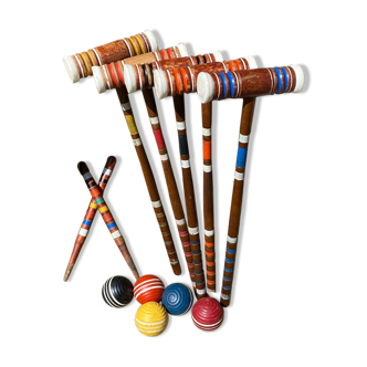 Old wooden croquet game