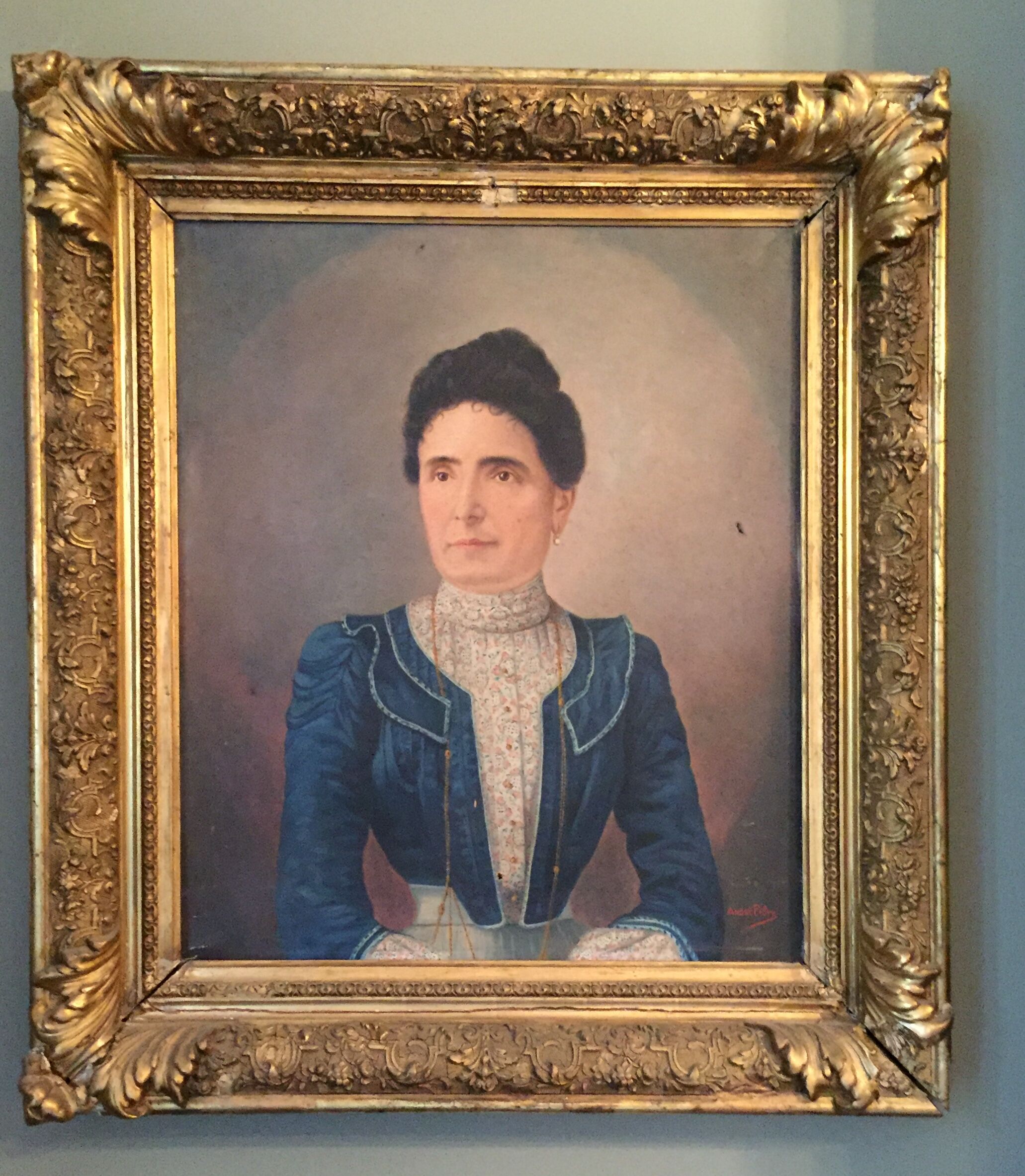 Pair of oil on canvas portraits signed Béchard