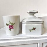 Limoges porcelain toiletry bottles decorated with roses