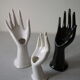 Set of 3 old 1970s ceramic hand-shaped soliflores