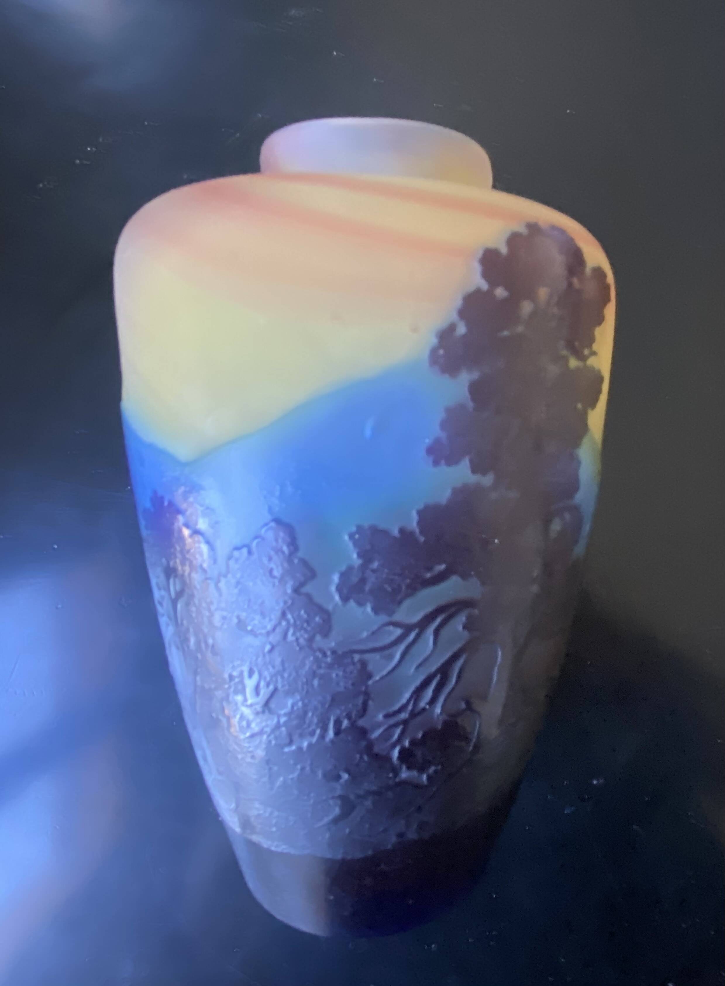 Gallé Blue Line Vase from the Vosges