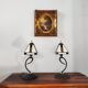 Paire de lampes vintage métal et verre