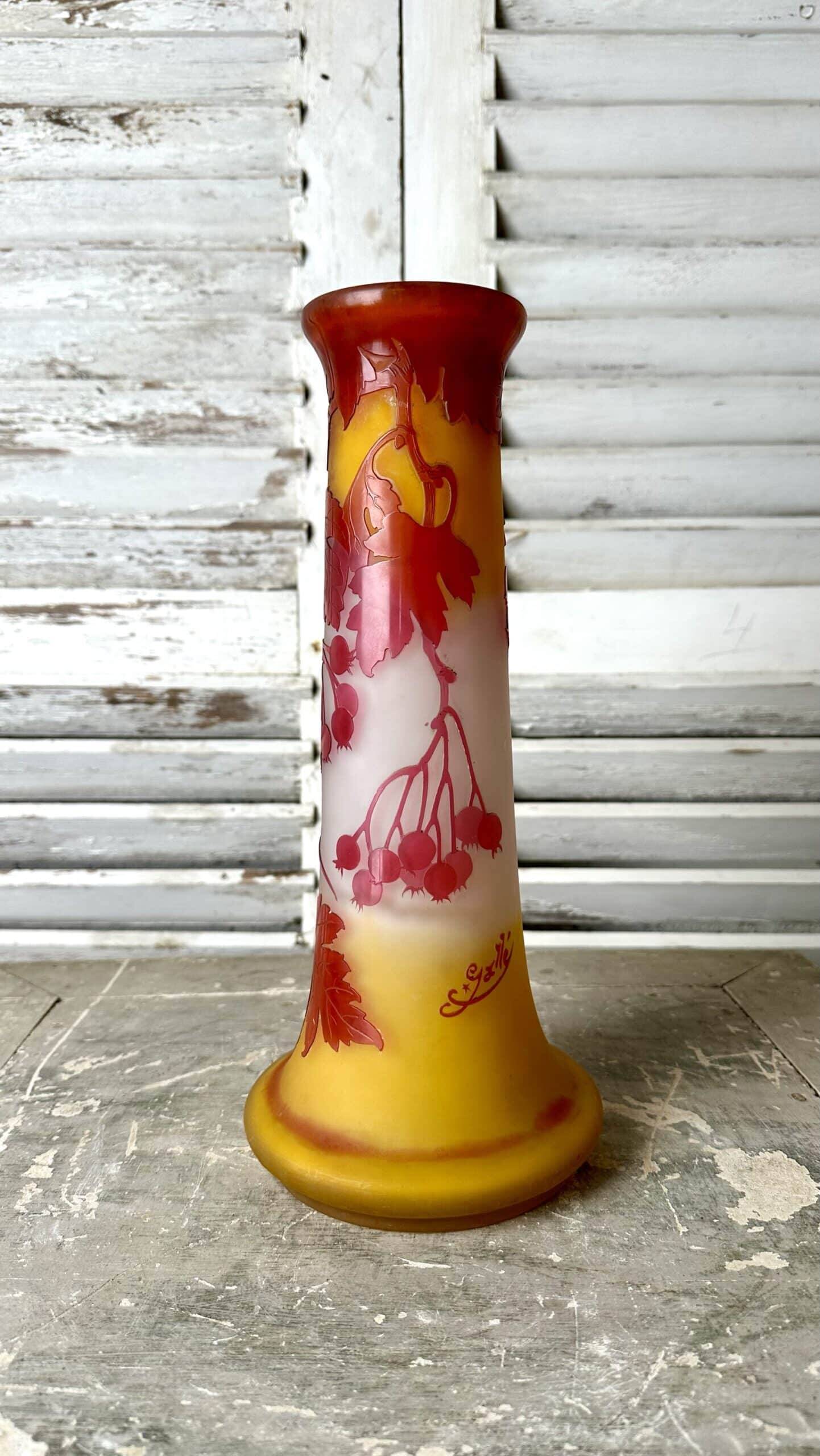 Gallé Art Nouveau vase with currants