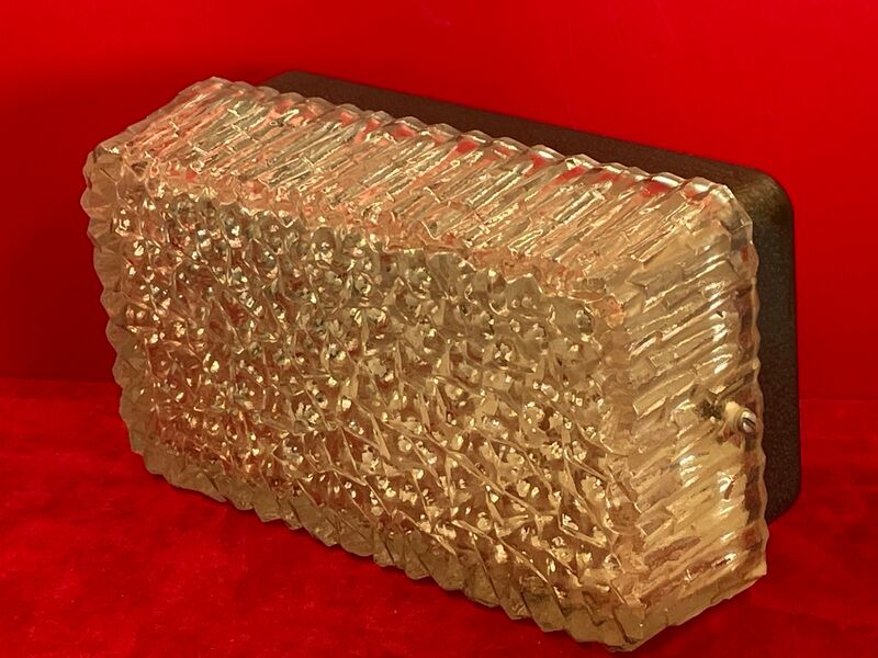 Aplique plafonnier en verre holophane industriel loft années 50 60 vintage 1950