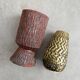 Set of 2 small vintage Dutch Chamotte ceramic vases