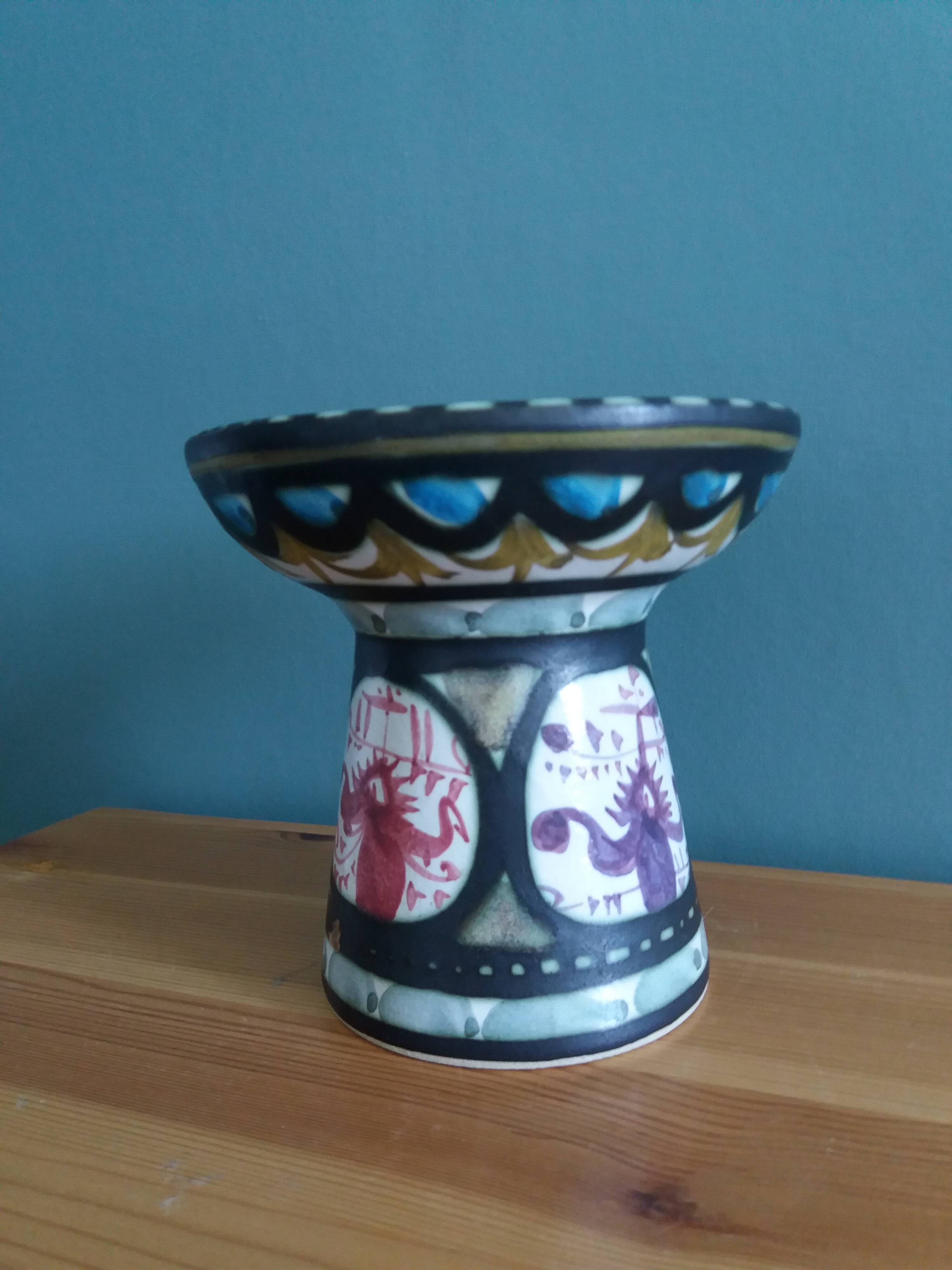 Candlestick holder signed André L'Helguen Keraluc Quimper