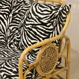 Vintage rattan sofa 2 places year 60